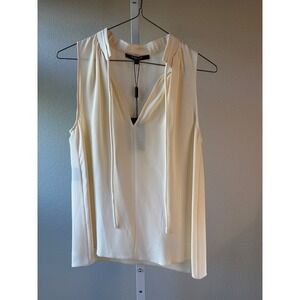 Derek Lam New York Sleeveless‎ Silk Tie Neck Blouse Ivory Muslin Top Size 2